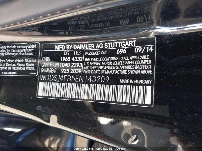 WDDSJ4EB5EN143209 2014 Mercedes-Benz Cla 250