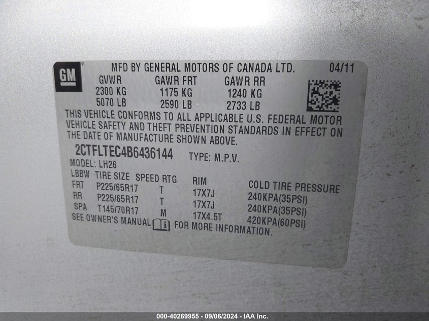 2CTFLTEC4B6436144 2011 GMC Terrain Sle