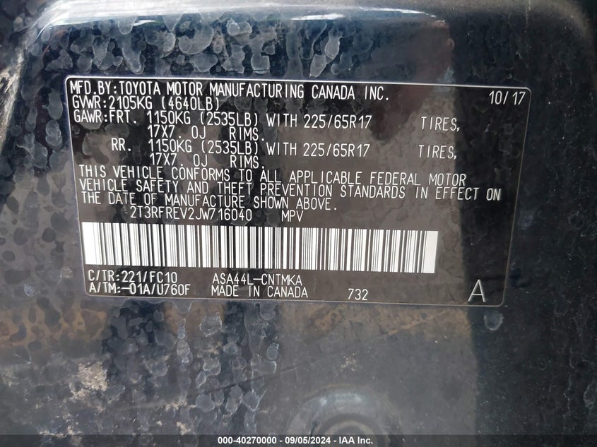 2018 TOYOTA RAV4 ADVENTURE/XLE - 2T3RFREV2JW716040