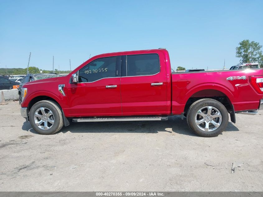 2022 Ford F-150 Lariat VIN: 1FTFW1E5XNFA61296 Lot: 40270355