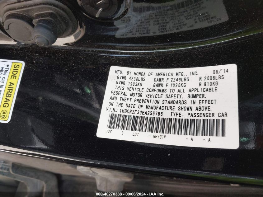 1HGCR2F33EA256765 2014 Honda Accord Lx