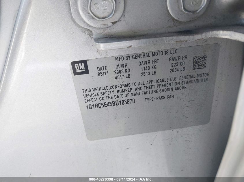 1G1RC6E45BU103870 2011 Chevrolet Volt