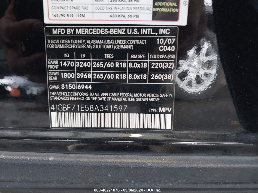 4JGBF71E58A341597 2008 Mercedes-Benz Gl 450 4Matic