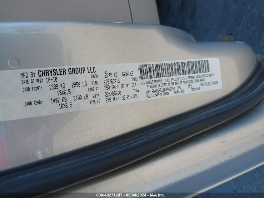 2A4RR8D10AR449159 2010 Chrysler Town & Country Touring Plus