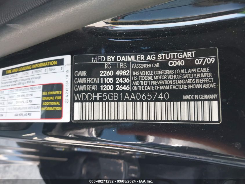 WDDHF5GB1AA065740 2010 Mercedes-Benz E 350