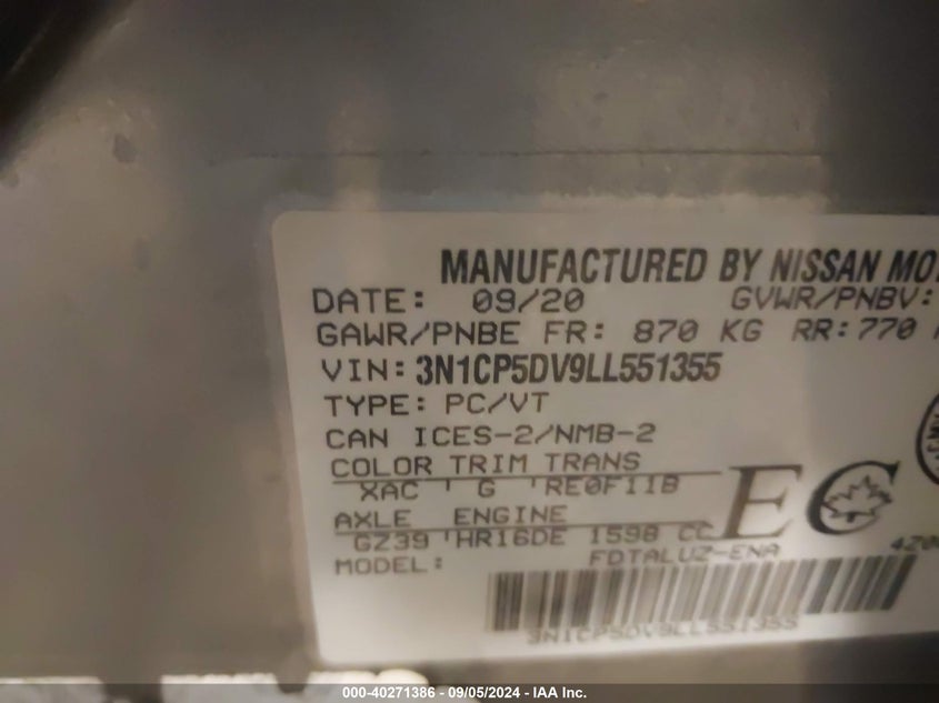 2020 NISSAN KICKS SR - 3N1CP5DV9LL551355