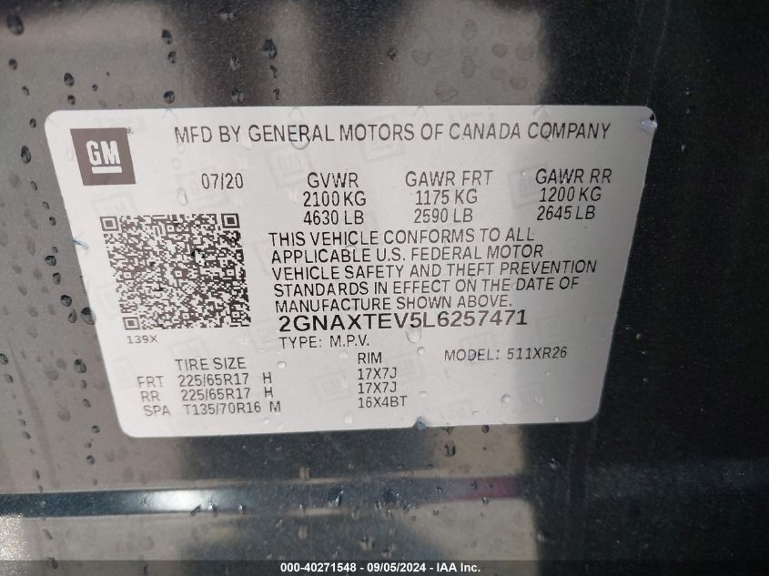 2020 CHEVROLET EQUINOX LT - 2GNAXTEV5L6257471