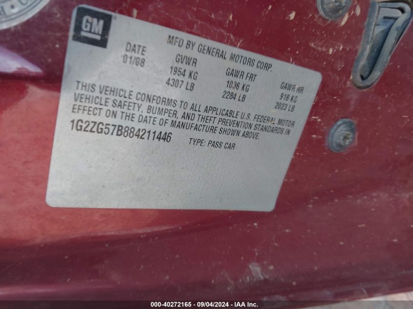 1G2ZG57B884211446 2008 Pontiac G6