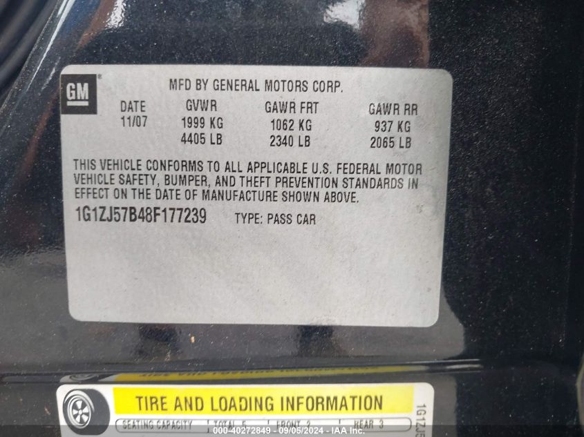 1G1ZJ57B48F177239 2008 Chevrolet Malibu Lt