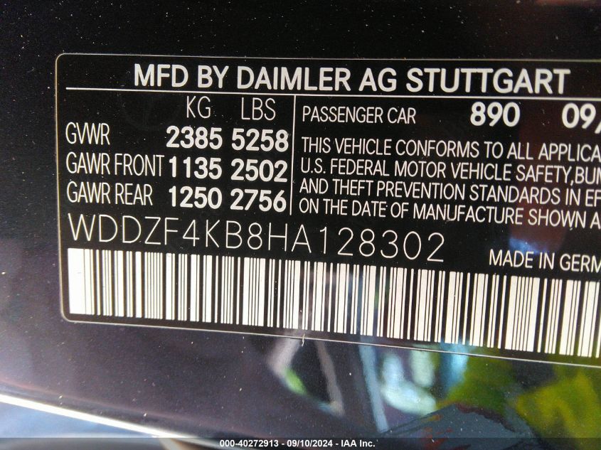 WDDZF4KB8HA128302 2017 Mercedes-Benz E 300 4Matic