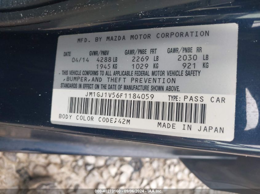 2015 MAZDA MAZDA6 I TOURING - JM1GJ1V56F1184059