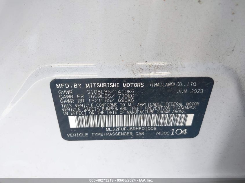 ML32FUFJ6RHF01008 2024 Mitsubishi Mirage G4 Le