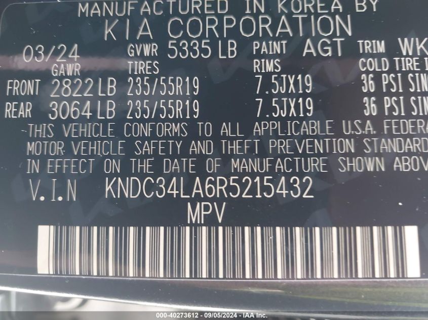 KNDC34LA6R5215432 2024 Kia Ev6 Light/Wind