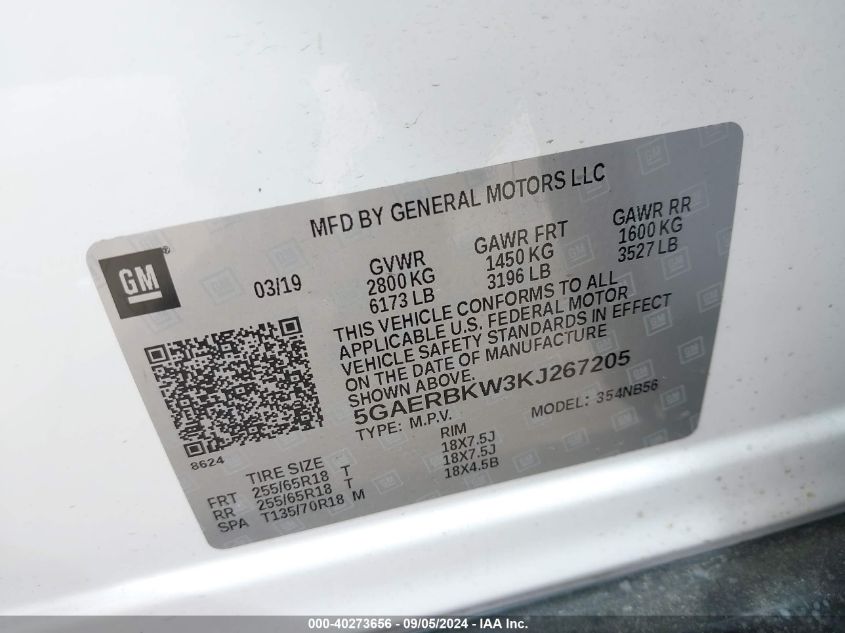 5GAERBKW3KJ267205 2019 Buick Enclave Fwd Essence