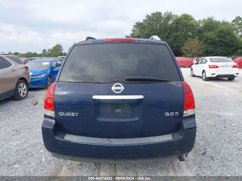 2007 Nissan Quest 3.5 S VIN: 5N1BV28U97N106890 Lot: 40274202