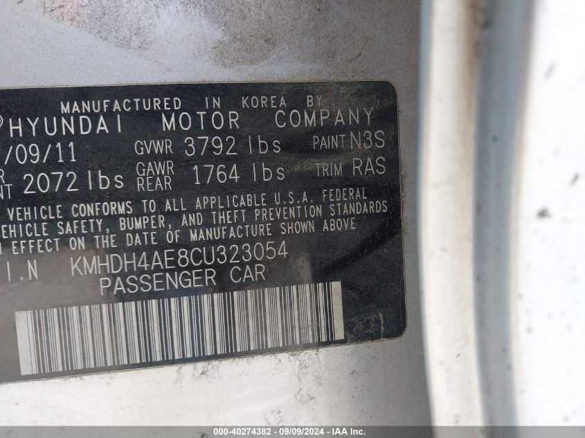 KMHDH4AE8CU323054 2012 Hyundai Elantra Limited (Ulsan Plant)