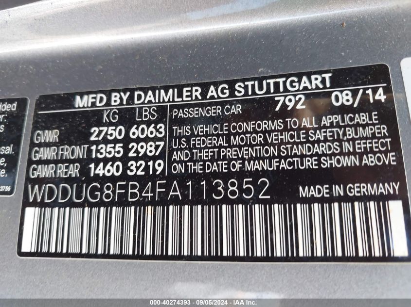 WDDUG8FB4FA113852 2015 Mercedes-Benz S 550 4Matic