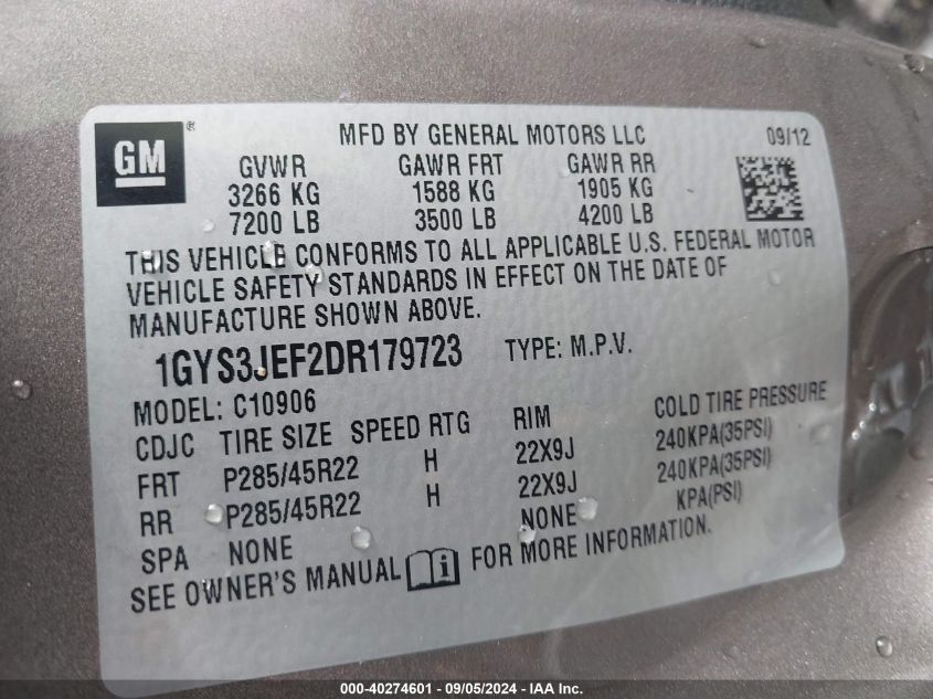 2013 CADILLAC ESCALADE ESV PREMIUM - 1GYS3JEF2DR179723