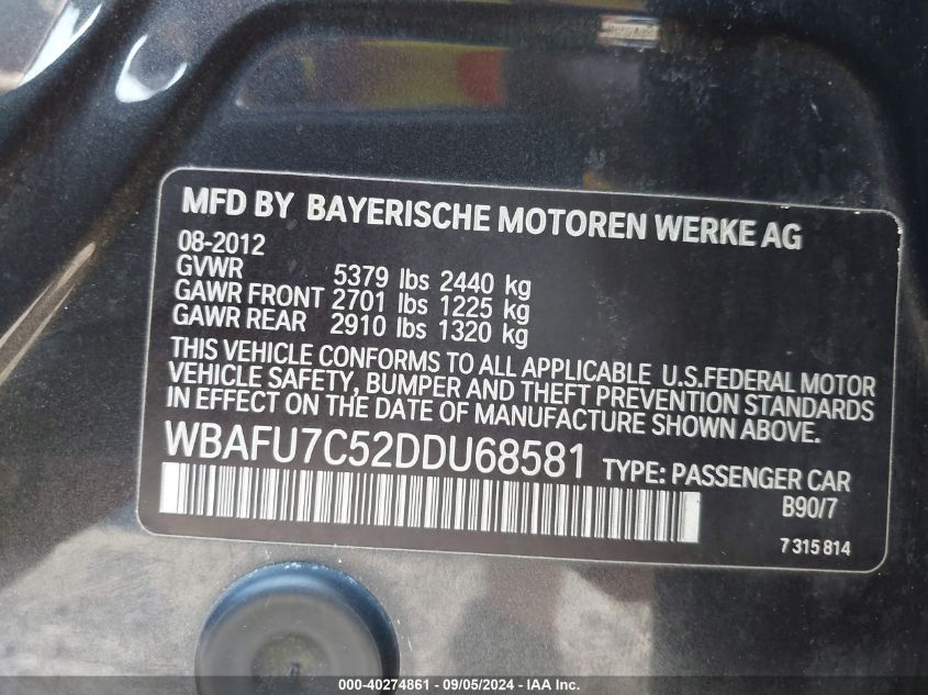 2013 BMW 535I XDRIVE - WBAFU7C52DDU68581