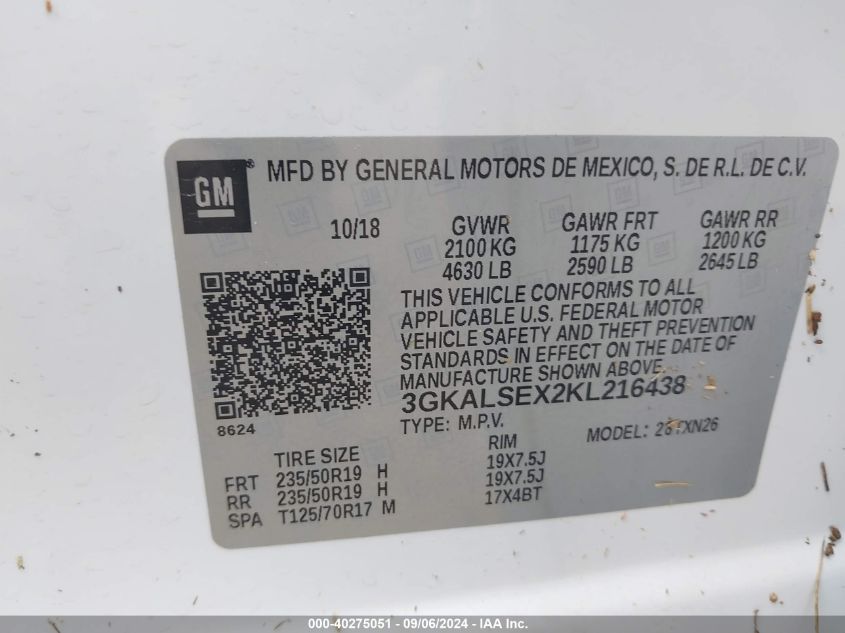 3GKALSEX2KL216438 2019 GMC Terrain Denali