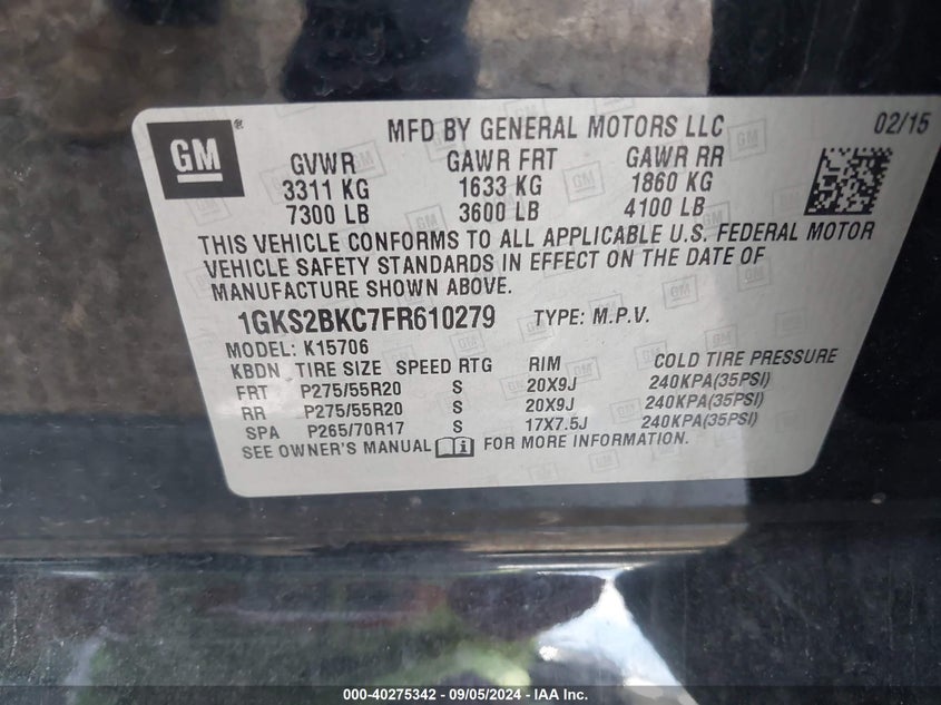 2015 GMC YUKON SLT - 1GKS2BKC7FR610279