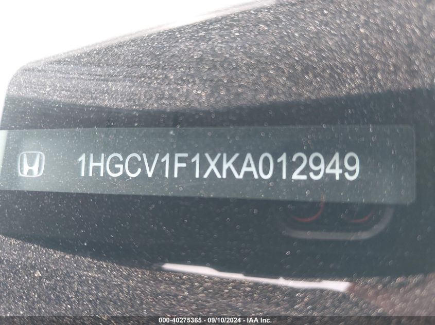 1HGCV1F1XKA012949 2019 Honda Accord Lx