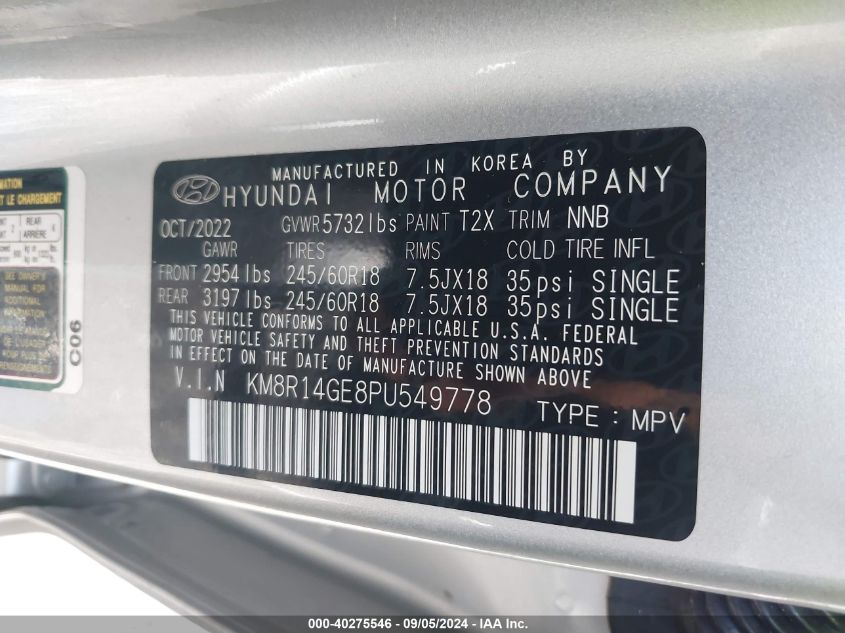 2023 HYUNDAI PALISADE SE - KM8R14GE8PU549778