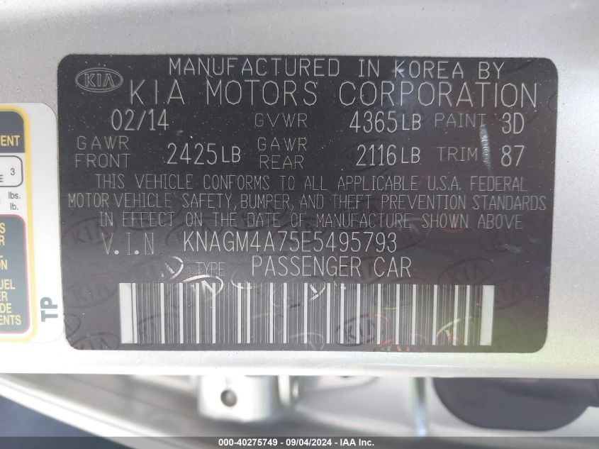 2014 KIA OPTIMA LX - KNAGM4A75E5495793