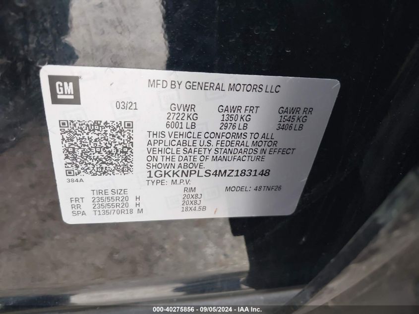 1GKKNPLS4MZ183148 2021 GMC Acadia Denali