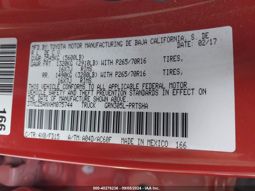 2017 TOYOTA TACOMA TRD OFF ROAD - 3TMCZ5ANXHM075744