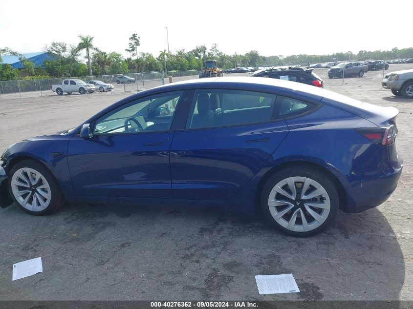 2022 Tesla Model 3 VIN: 5YJ3E1EB6NF289764 Lot: 40276362