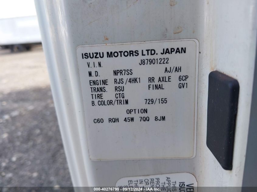 2008 Isuzu Nqr Dsl Reg At VIN: JALE5W16987901222 Lot: 40276795