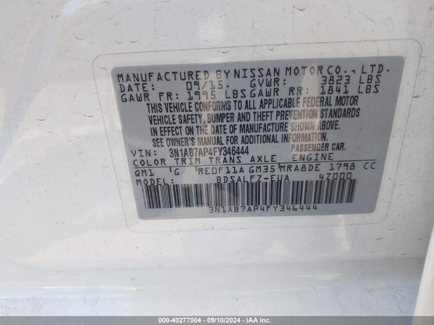 2015 NISSAN SENTRA FE+ S - 3N1AB7AP4FY346444