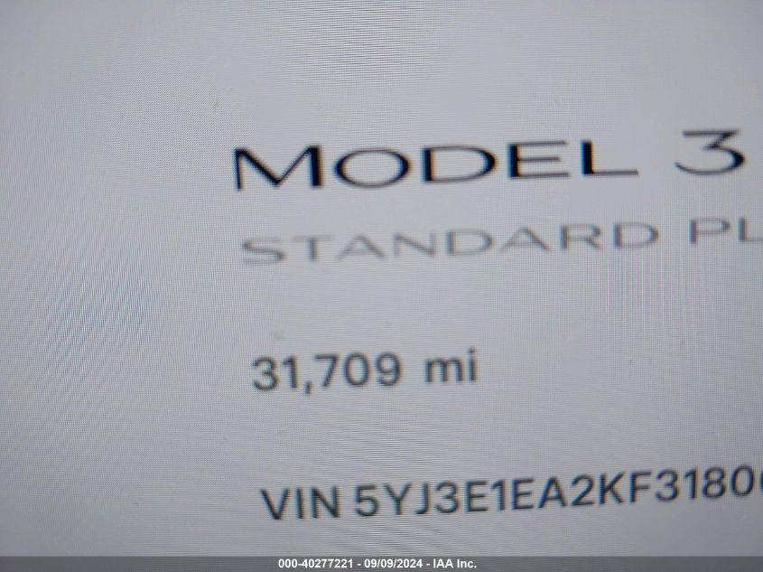 2019 TESLA MODEL 3 LONG RANGE/MID RANGE/STANDARD RANGE/STANDARD RANGE PLUS - 5YJ3E1EA2KF318003