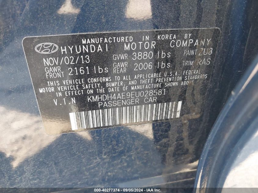 2014 Hyundai Elantra Se VIN: KMHDH4AE9EU028581 Lot: 40277374