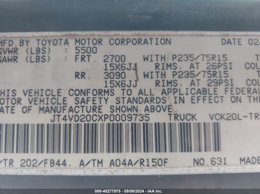 JT4VD20CXP0009735 1993 Toyota T100 Sr5