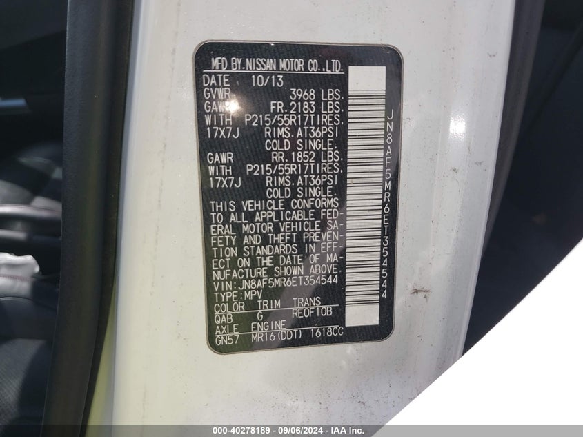 2014 NISSAN JUKE SL - JN8AF5MR6ET354544