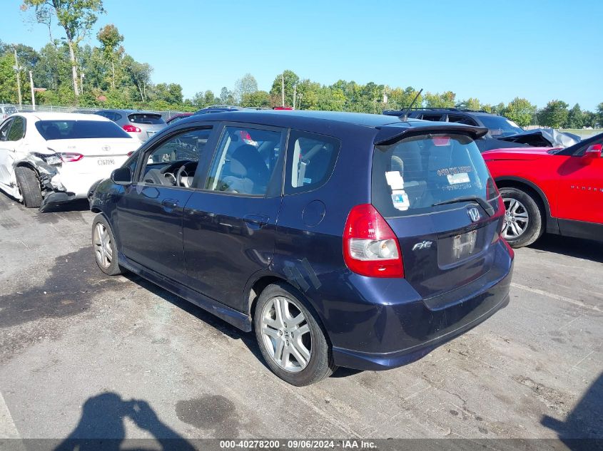 2008 Honda Fit Sport VIN: JHMGD38618S050837 Lot: 40278200