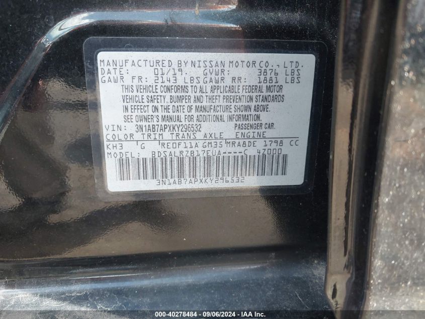 2019 NISSAN SENTRA SR - 3N1AB7APXKY296532