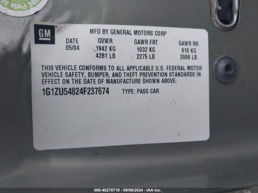 1G1ZU54824F237674 2004 Chevrolet Malibu Lt