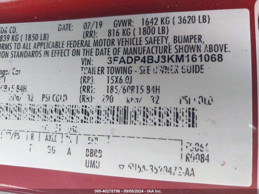 2019 FORD FIESTA SE - 3FADP4BJ3KM161068