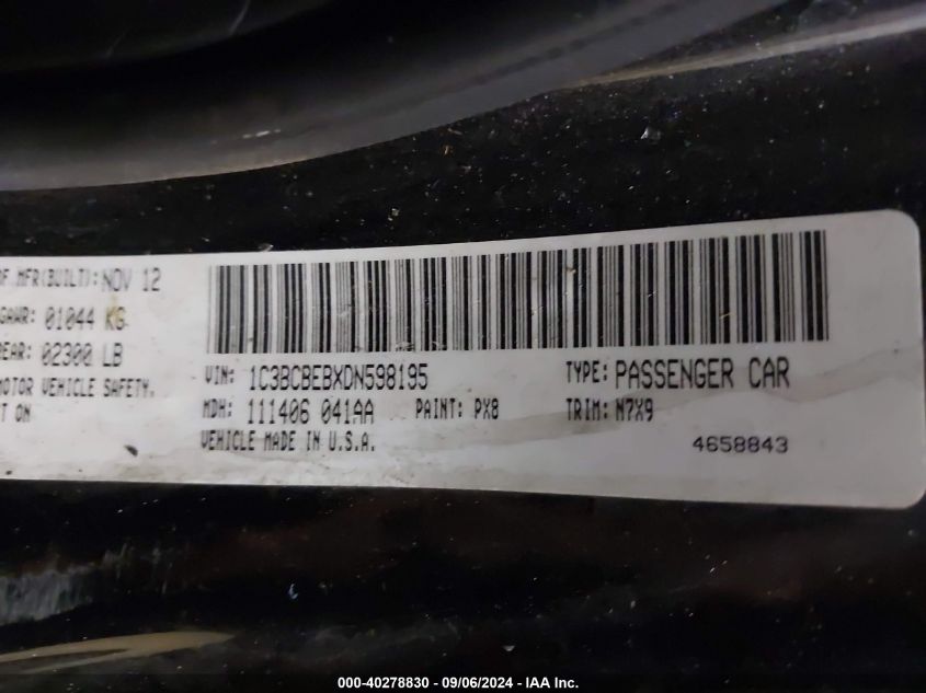 2013 CHRYSLER 200 TOURING - 1C3BCBEBXDN598195