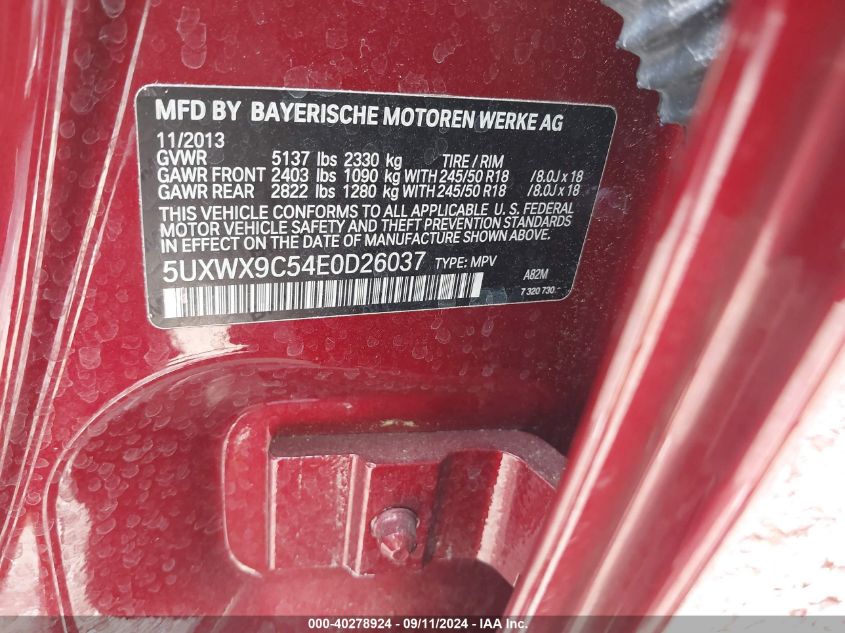 5UXWX9C54E0D26037 2014 BMW X3 xDrive28I