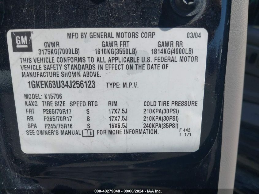 1GKEK63U34J256123 2004 GMC Yukon Denali