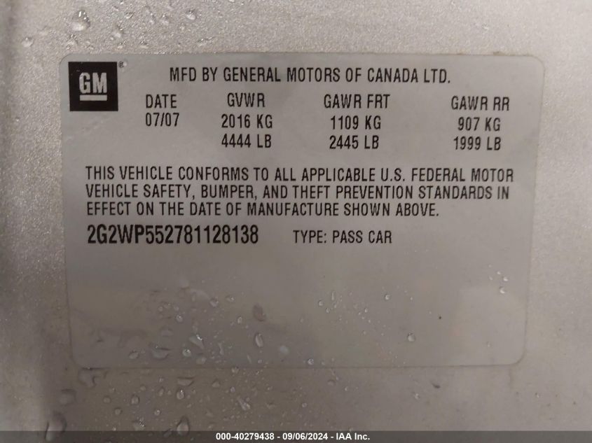 2G2WP552781128138 2008 Pontiac Grand Prix