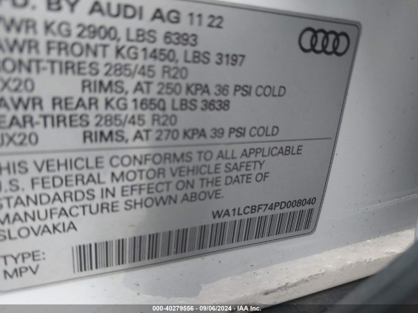 WA1LCBF74PD008040 2023 Audi Q7 Premium Plus 45 Tfsi Quattro Tiptronic