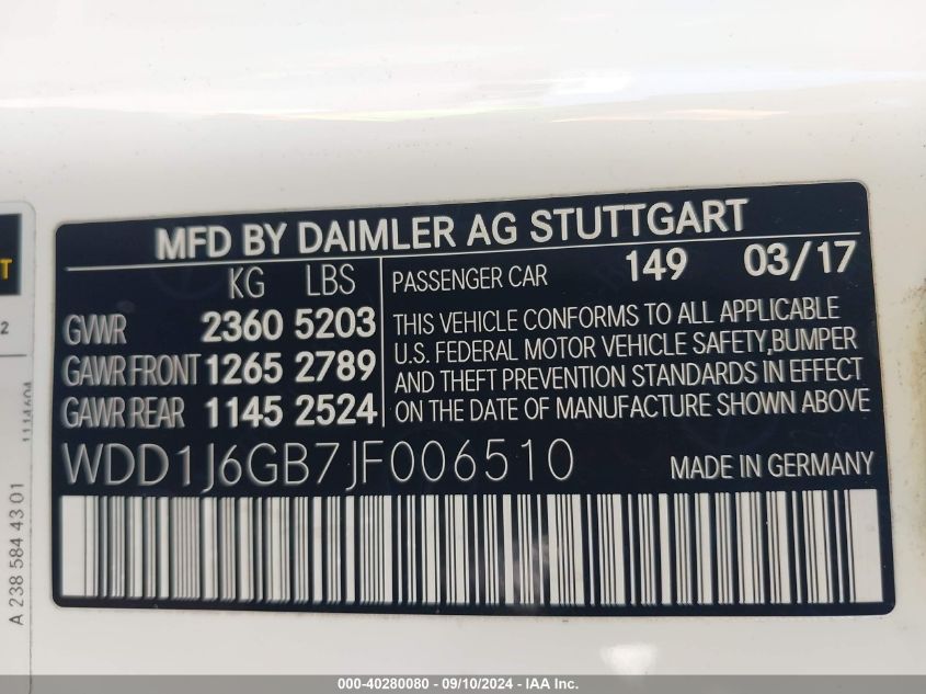 WDD1J6GB7JF006510 2018 Mercedes-Benz E 400 400 4Matic