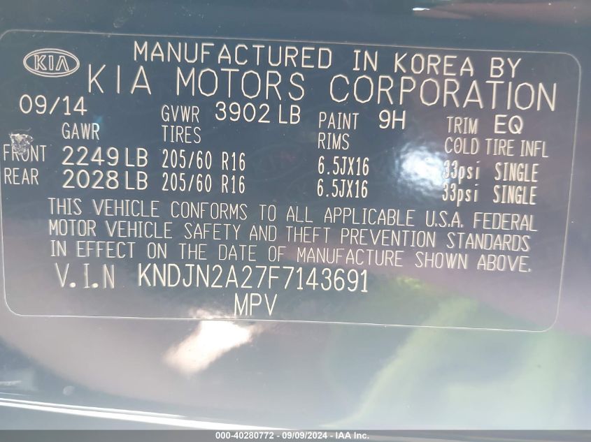 KNDJN2A27F7143691 2015 Kia Soul