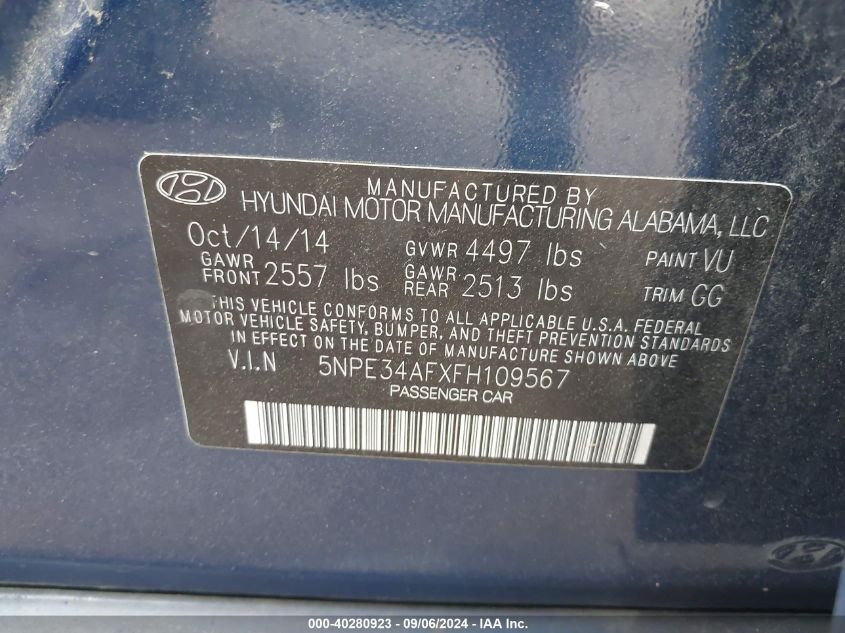 2015 HYUNDAI SONATA SPORT - 5NPE34AFXFH109567