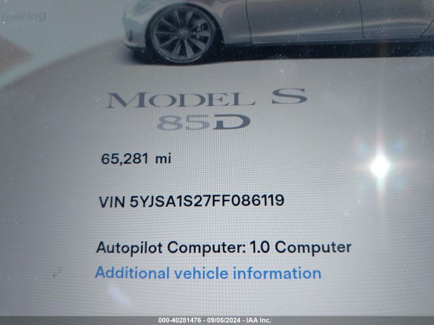 5YJSA1S27FF086119 2015 Tesla Model S 70D/85D/P85D